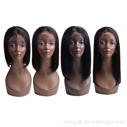 Wholesale Price Natural Color Human Hair Virgin Brazilian Cuticle Aligned Hair Lace Front Bob Brazilian Wigs  Extensions